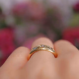 Ellibelle Jewellery Antique Edwardian Diamond 18ct Gold Starburst Three-Stone Gypsy Ring
