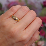 Ellibelle Jewellery Antique Edwardian Diamond 18ct Gold Starburst Three-Stone Gypsy Ring