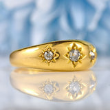 Ellibelle Jewellery Antique Edwardian Diamond 18ct Gold Starburst Three-Stone Gypsy Ring