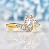Ellibelle Jewellery Antique Edwardian Diamond Gold & Platinum Crossover Engagement Ring (0.57ct)