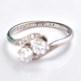 Ellibelle Jewellery Antique Edwardian Diamond & Platinum 'Toi et Moi' Engagement Ring