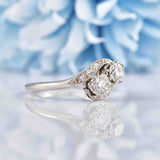 Ellibelle Jewellery Antique Edwardian Diamond & Platinum 'Toi et Moi' Engagement Ring