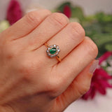 Ellibelle Jewellery Antique Edwardian Emerald & Diamond 18ct Gold Cluster Ring