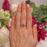 Ellibelle Jewellery Antique Edwardian Emerald & Diamond 18ct Gold Cluster Ring