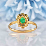 Ellibelle Jewellery Antique Edwardian Emerald & Diamond 18ct Gold Cluster Ring