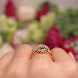 Ellibelle Jewellery Antique Edwardian Emerald & Diamond 18ct Gold Cluster Ring
