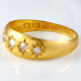 Ellibelle Jewellery Antique Edwardian Five-Stone Diamond 18ct Gold Starburst Gypsy Ring