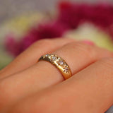 Ellibelle Jewellery Antique Edwardian Five-Stone Diamond 18ct Gold Starburst Gypsy Ring