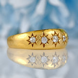 Ellibelle Jewellery Antique Edwardian Five-Stone Diamond 18ct Gold Starburst Gypsy Ring