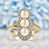 Ellibelle Jewellery Antique Edwardian Natural Pearl & Diamond 18ct Gold Ring
