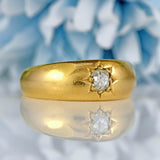 Ellibelle Jewellery Antique Edwardian Old Cut Diamond 18ct Yellow Gold Gypsy Ring