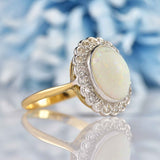Ellibelle Jewellery Antique Edwardian Opal & Diamond 18ct Gold Cluster Ring