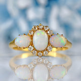 Ellibelle Jewellery Antique Edwardian Opal & Diamond 18ct Gold Ring