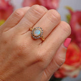 Ellibelle Jewellery Antique Edwardian Opal & Old-Cut Diamond 18ct Gold Cluster Ring