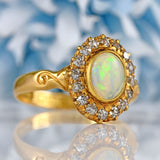 Ellibelle Jewellery Antique Edwardian Opal & Old-Cut Diamond 18ct Gold Cluster Ring
