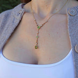 Ellibelle Jewellery Antique Edwardian Peridot & Diamond 15ct Gold Pendant Necklace