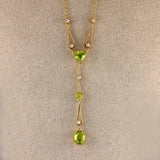 Ellibelle Jewellery Antique Edwardian Peridot & Diamond 15ct Gold Pendant Necklace