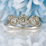 Ellibelle Jewellery Antique Edwardian Platinum Diamond Three-Stone Engagement Ring (3.02cts)