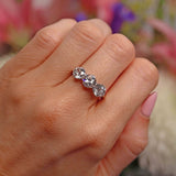 Ellibelle Jewellery Antique Edwardian Platinum Diamond Three-Stone Engagement Ring (3.02cts)