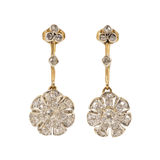 Ellibelle Jewellery Antique Edwardian Rose Cut Diamond Cluster Drop Earrings