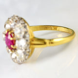 Ellibelle Jewellery Antique Edwardian Ruby & Diamond 18ct Gold Cluster Ring