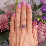 Ellibelle Jewellery Antique Edwardian Ruby & Diamond 18ct Gold Cluster Ring