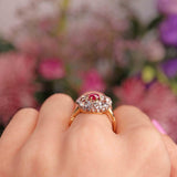 Ellibelle Jewellery Antique Edwardian Ruby & Diamond 18ct Gold Cluster Ring