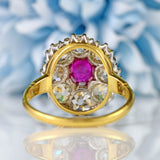 Ellibelle Jewellery Antique Edwardian Ruby & Diamond 18ct Gold Cluster Ring