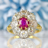 Ellibelle Jewellery Antique Edwardian Ruby & Diamond 18ct Gold Cluster Ring
