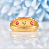 Ellibelle Jewellery Antique Edwardian Ruby & Diamond Starburst Gypsy Ring