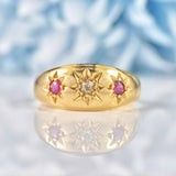 Ellibelle Jewellery Antique Edwardian Ruby & Diamond Starburst Gypsy Ring