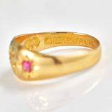 Ellibelle Jewellery Antique Edwardian Ruby & Diamond Starburst Gypsy Ring