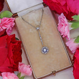 Ellibelle Jewellery Antique Edwardian Sapphire & Diamond 18ct Gold Pendant Necklace