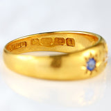 Ellibelle Jewellery Antique Edwardian Sapphire & Diamond 18ct Gold Three-Stone Starburst Gypsy Ring