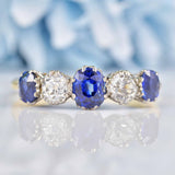 Ellibelle Jewellery Antique Edwardian Sapphire & Diamond Five Stone Ring