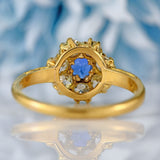 Ellibelle Jewellery Antique Edwardian Sapphire & Old-Cut Diamond 18ct Gold Cluster Ring