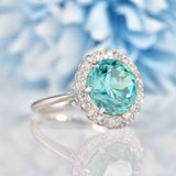 Ellibelle Jewellery Antique Edwardian Style Blue & White Zircon Cluster Ring (8.55ct)