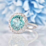 Ellibelle Jewellery Antique Edwardian Style Blue & White Zircon Cluster Ring (8.55ct)