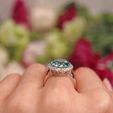 Ellibelle Jewellery Antique Edwardian Style Blue & White Zircon Cluster Ring (8.55ct)