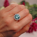 Ellibelle Jewellery Antique Edwardian Style Blue & White Zircon Cluster Ring (8.55ct)