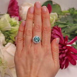 Ellibelle Jewellery Antique Edwardian Style Blue & White Zircon Cluster Ring (8.55ct)