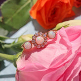 Ellibelle Jewellery Antique Edwardian Three-Stone Opal & Old-Mine Diamond 18ct Gold Ring
