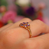 Ellibelle Jewellery Antique Georgian 18ct Gold Amethyst Cluster Ring
