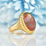 Ellibelle Jewellery Antique Moss Agate 15ct Gold Ring