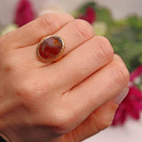 Ellibelle Jewellery Antique Moss Agate 15ct Gold Ring