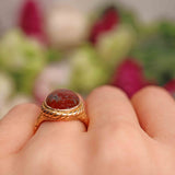 Ellibelle Jewellery Antique Moss Agate 15ct Gold Ring
