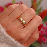 Ellibelle Jewellery Antique Old Cut Diamond 18ct Gold Three-Stone Gyspy Ring