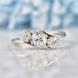 Ellibelle Jewellery Antique Old-European Cut Diamond Three-Stone Crossover Engagement Ring (1.09cts)