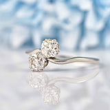 Ellibelle Jewellery Antique Old Mine Cut Diamond & Platinum Toi et Moi Engagement Ring (0.75ct)