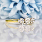 Ellibelle Jewellery Antique Old-Mine-Cut Diamond Three-Stone Engagement Ring (1.42cts)